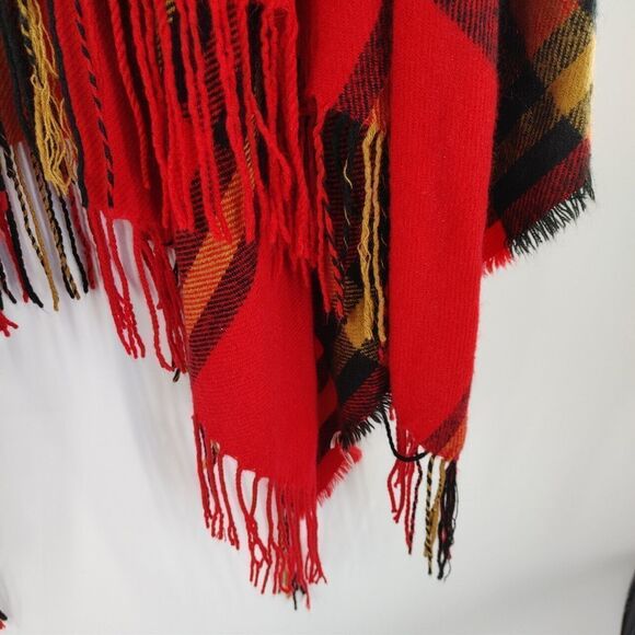 Mudpie plaid wrap open front shawl red size ONE SIZE - Picture 3 of 11